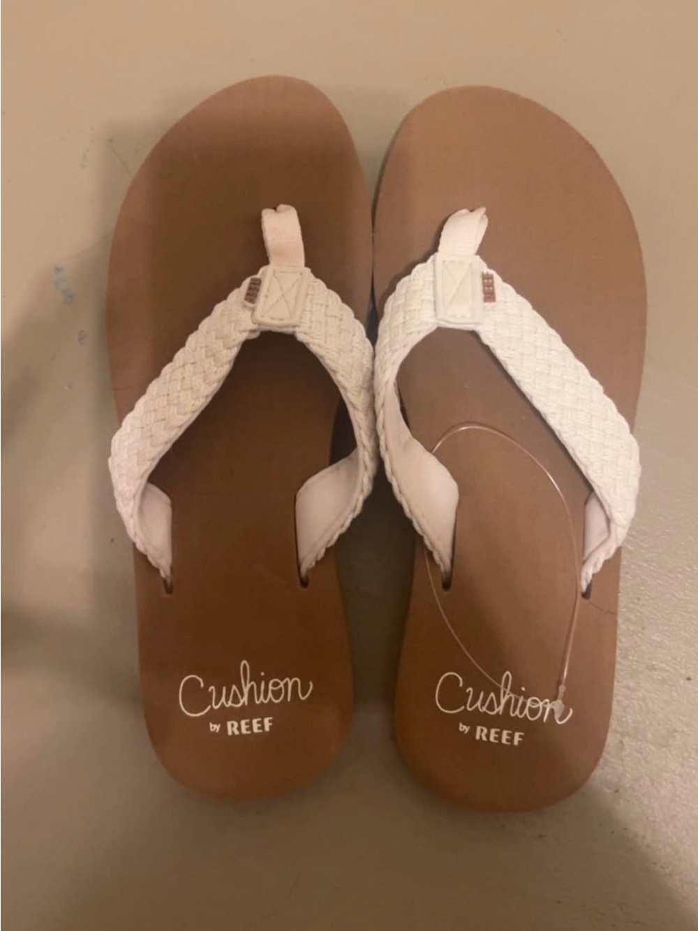 Reef Women's Braided White Strap Tan Footbed Sandals